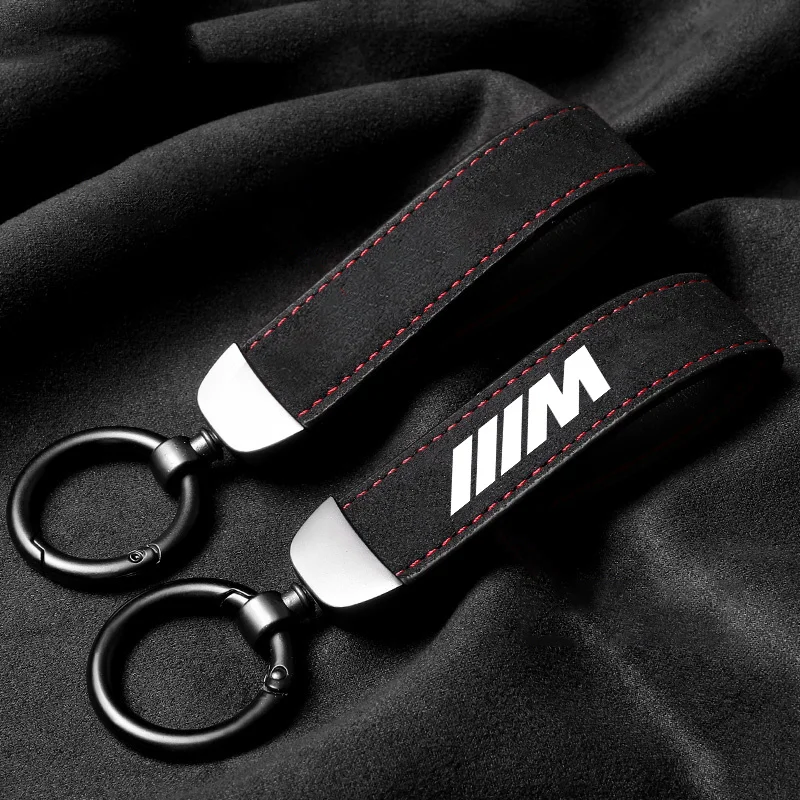 

Car Styling Key Chain Suede Leather Keychain For M Power Performance M3 M5 X1 X3 X5 X6 E46 E39 3D Metal Keyrings Accessories