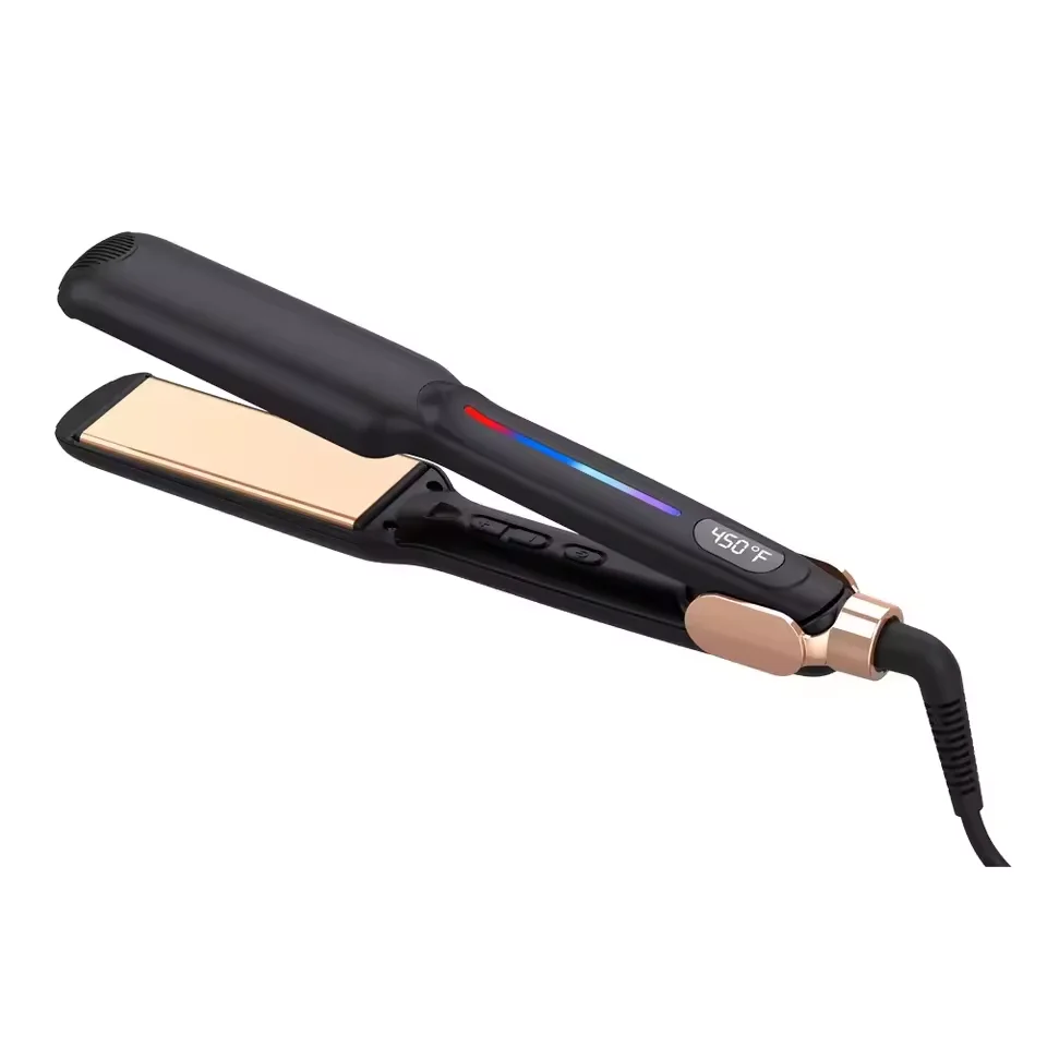 

Factory Price 2-in-1 Infrared Hair Straightener Titanium Ceramic Plates LCD Display Creates Smooth Straight Curl Hair Electric