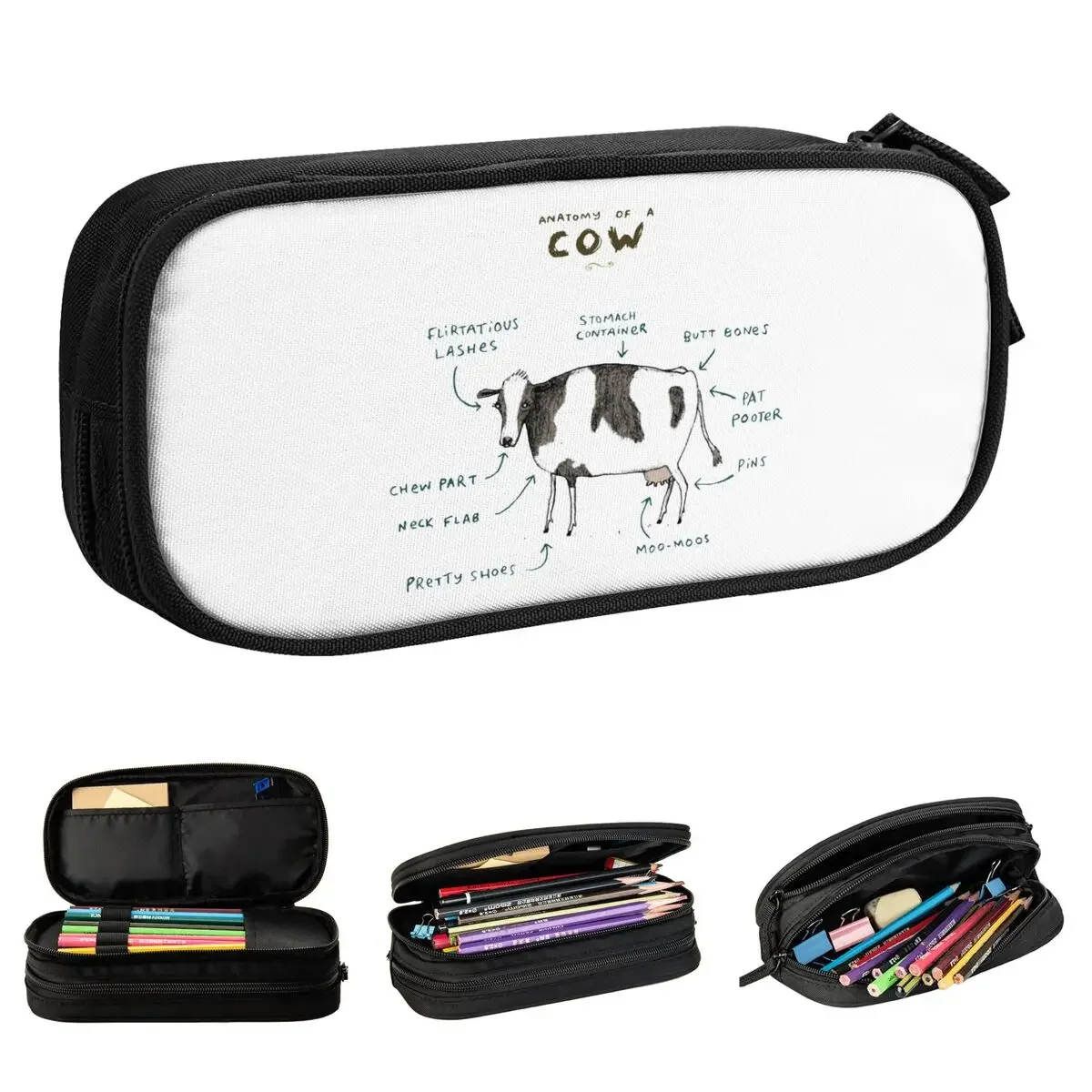 Anatomy Of A Cow Pencil Case Pencilcases Pen for Girl Boy Big Capacity Bag School Supplies Gift Stationery