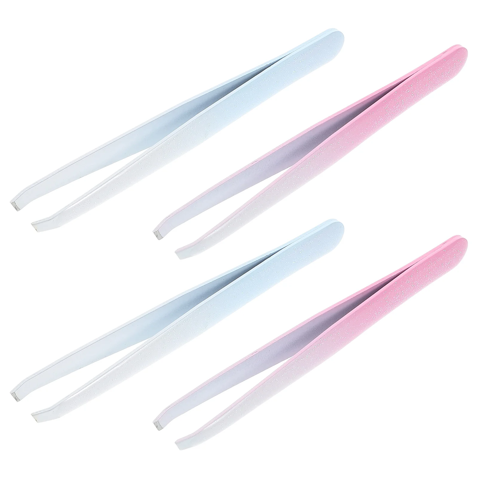 

4pcs Eyebrow Tweezers Stainless Steel Slanted Mouth Portable Travel Eyelash Applicator Tool Hair Remover Facial Grooming Set