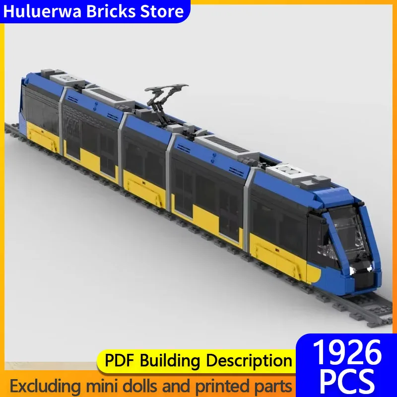 City Car Model MOC Building Bricks 8000 Railway Light Rail Tram Modular Technology Gifts Holiday Assemble Children Toys Suit