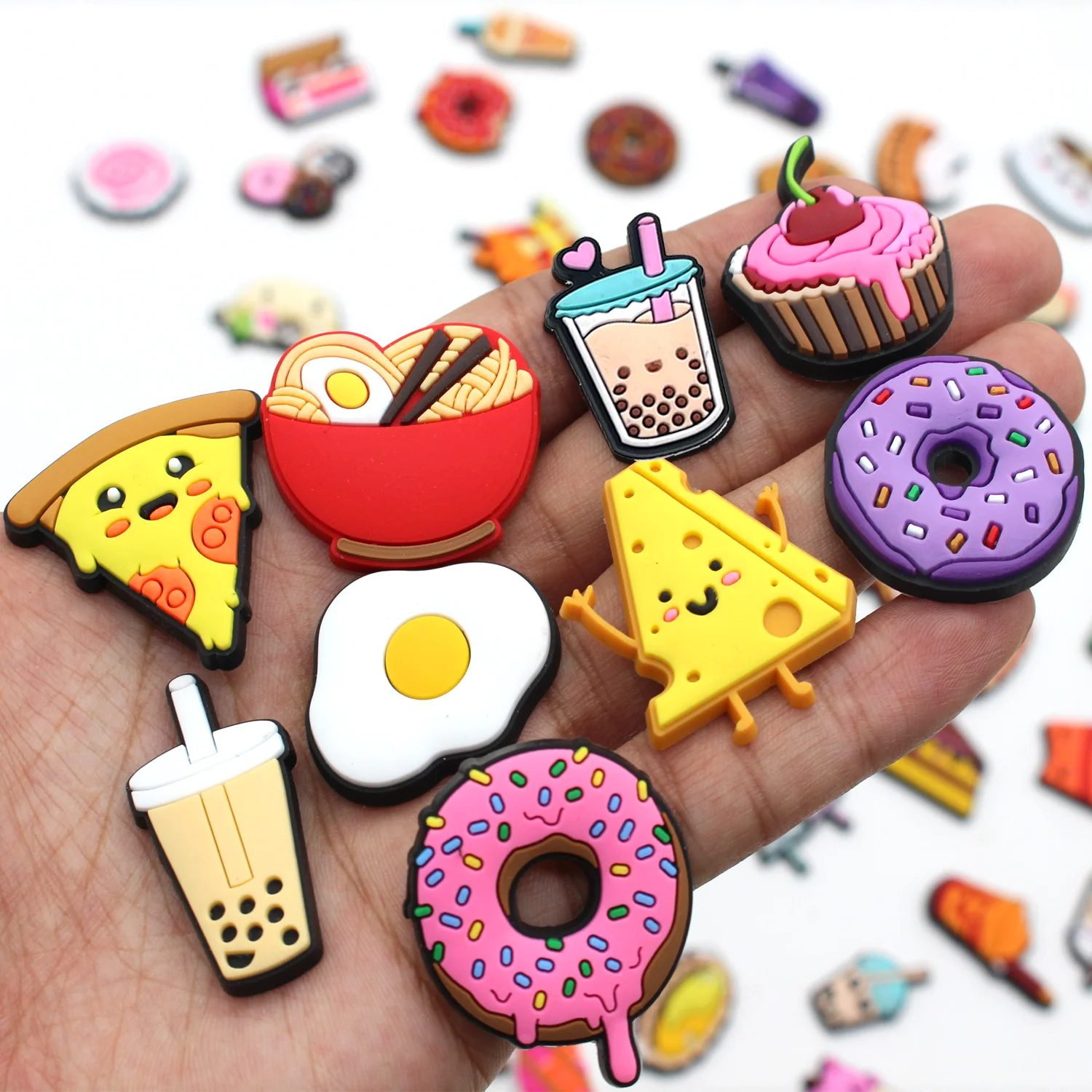 Cute 1pcs cartoon food drink DIY shoe charms Funny garden Accessories buckle fit clogs sandals pins decorate kids gift