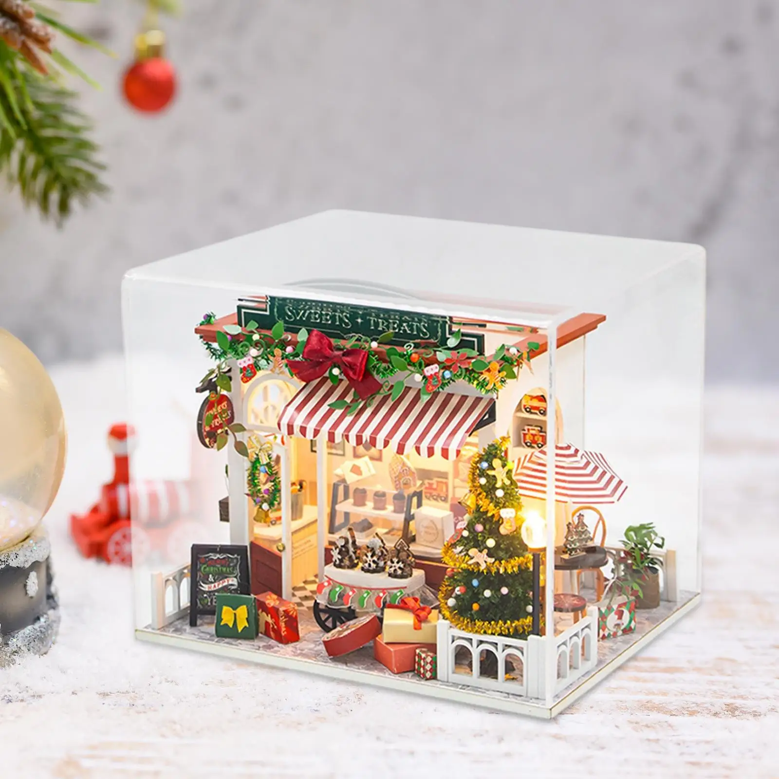 Kit fai da te per casa delle bambole di Natale Puzzle in legno 3D multifunzionale con luci