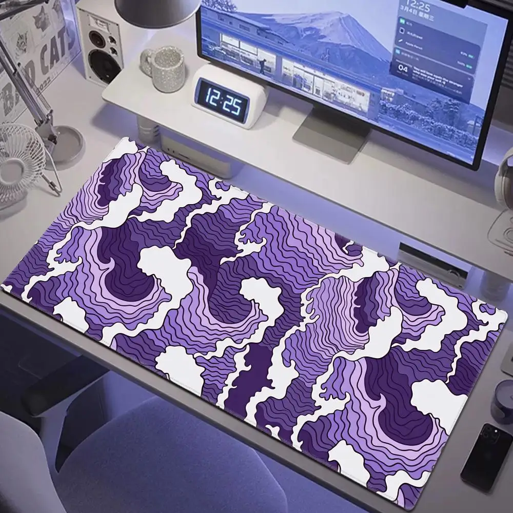 

HYBXAXC Art Waves Japanese Style Mouse Pad Non-slip Rubber Gamer Balance Computer Mat Decoracion Deskmat Laptop Office Large