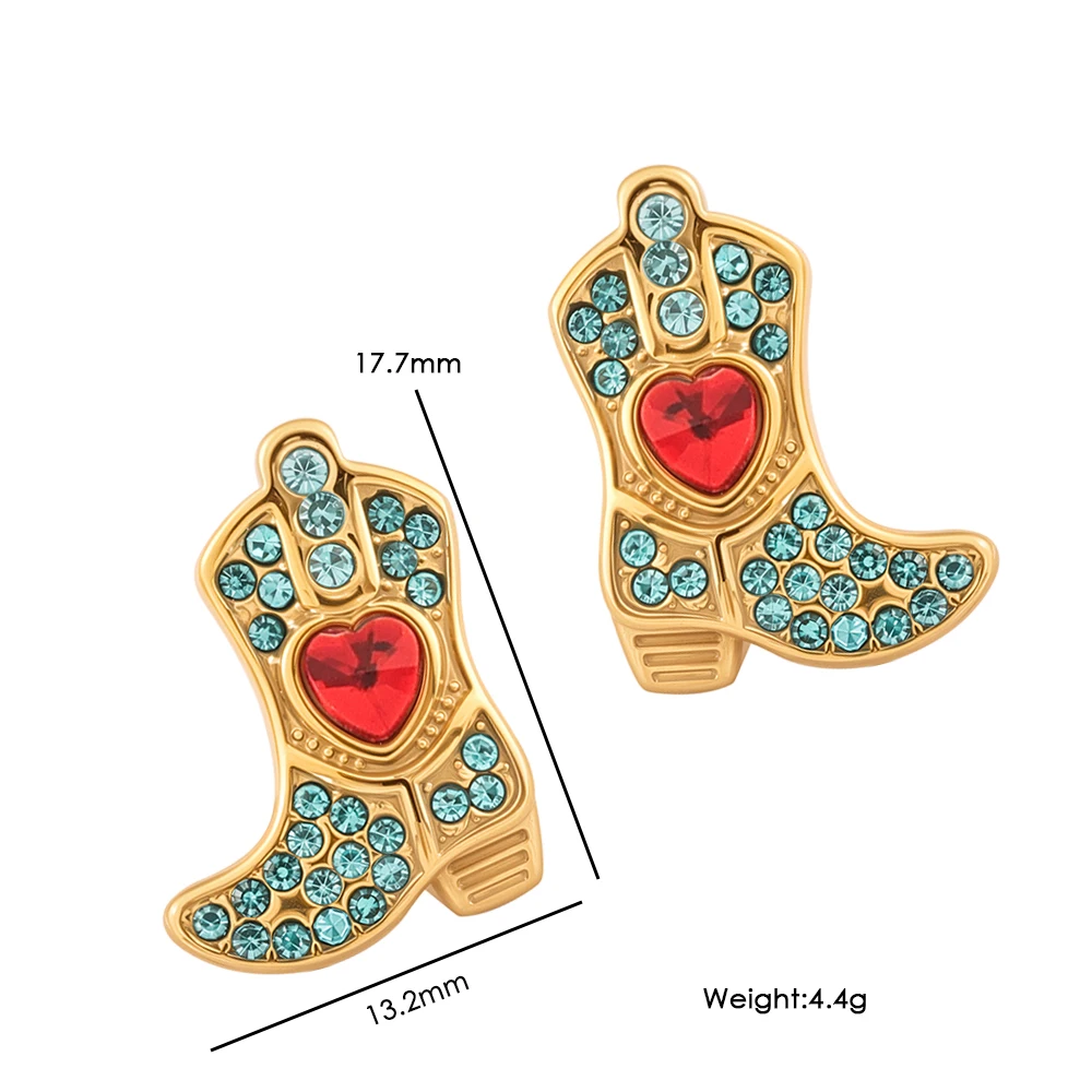 Modisches Edelstahl PVD 18K vergoldetes Schmuckset mit Stiefel-Ohrringen - Wasserdicht, farbecht, antiallergisch – Detail 8