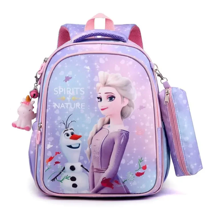 Disney Kids Cartoon  frozen avenger Spider-Man Backpack  Schoolbag Girls Princess  Backpack Primary Schoolbag plus Coin Purse