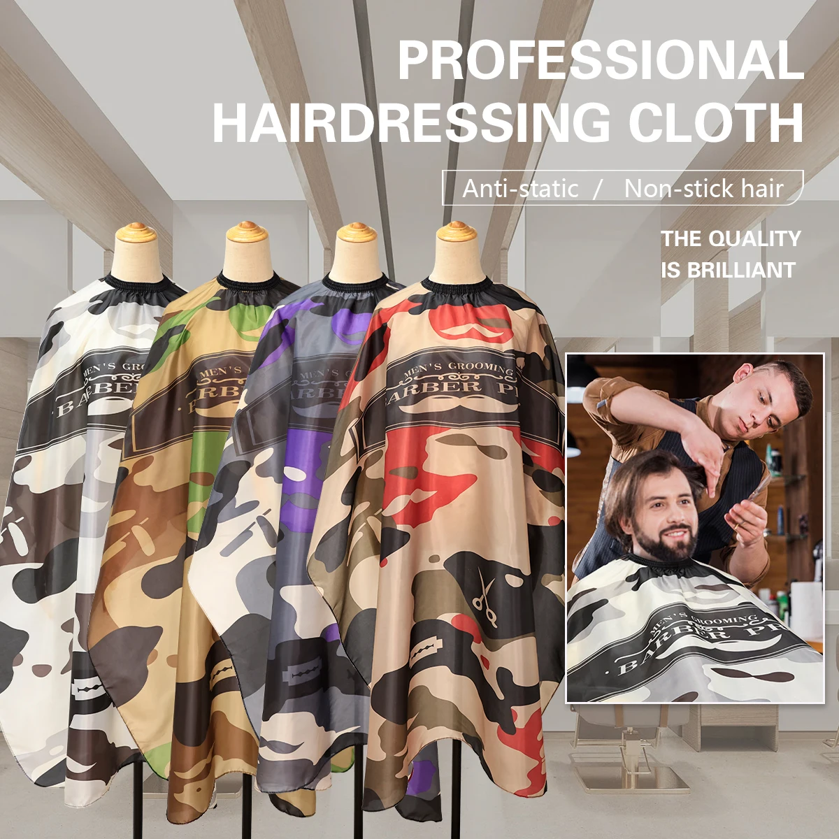 

Barber Apron Hair Cut Cape Hairdresser Hairdress Gown Cape Hair Chunya Textile Salon Barber Hair Cutting Antistatic Hair Tool ﻿