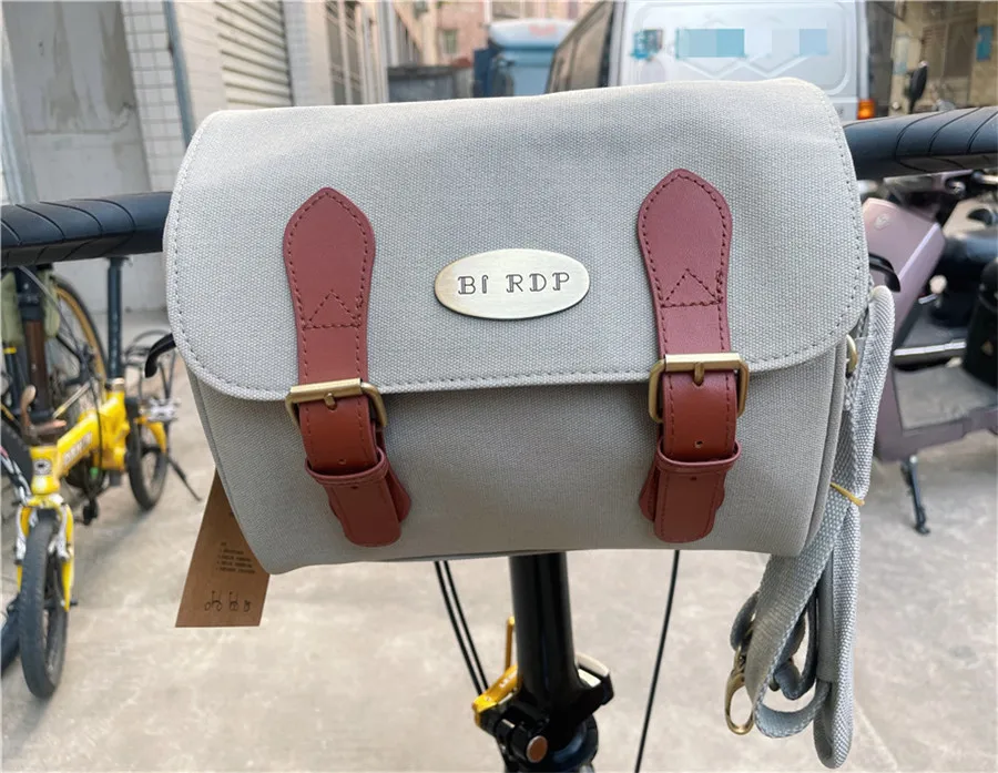 For Brompton Birdy Folding Bike Handlebar Bags & Panniers Waterproof Single Shoulder Bag Retro Bicycle Storage Bags Bya412 K3