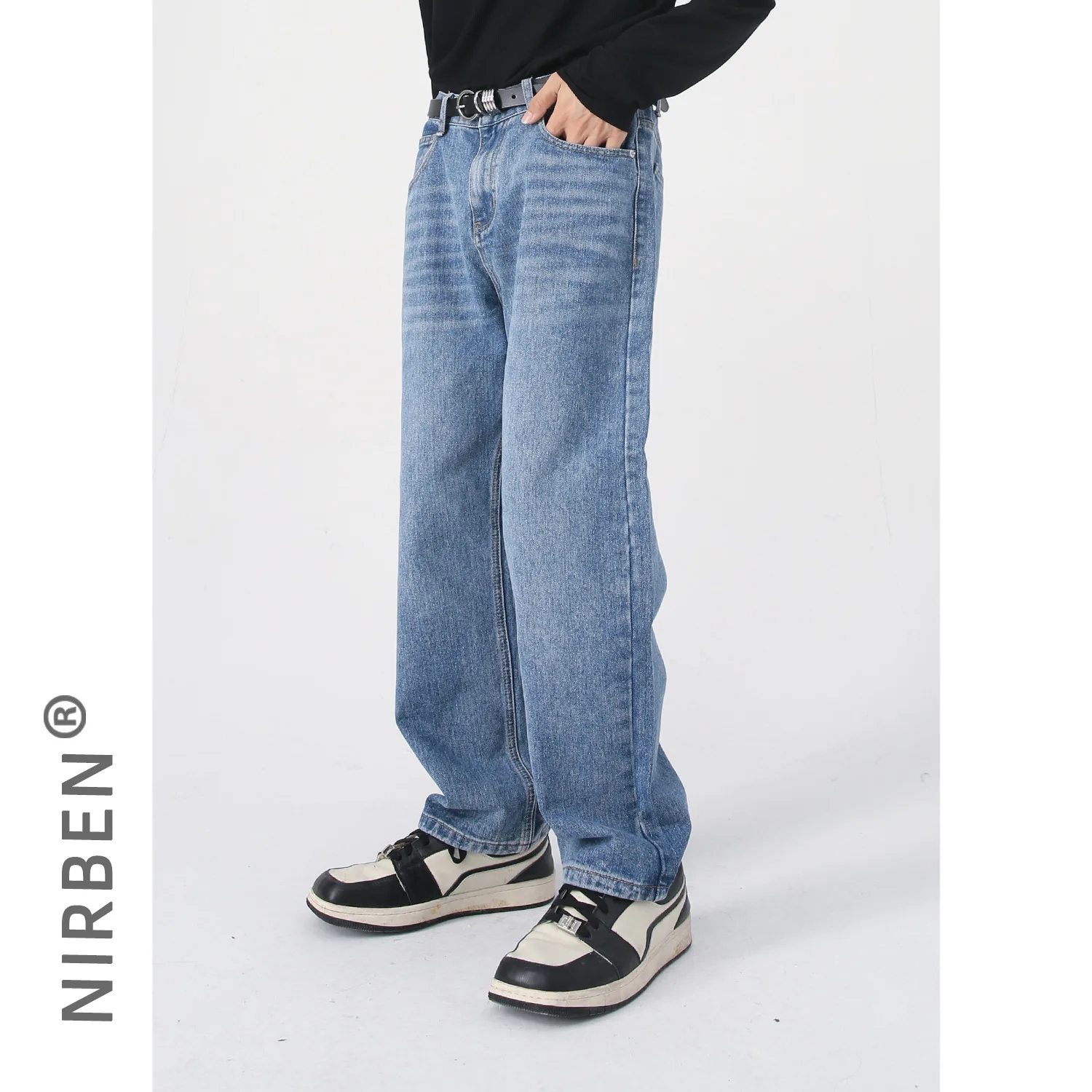 Men's Loose Straight Jeans Washed Casual Cropped Denim Pants Multi-Color 2026 New