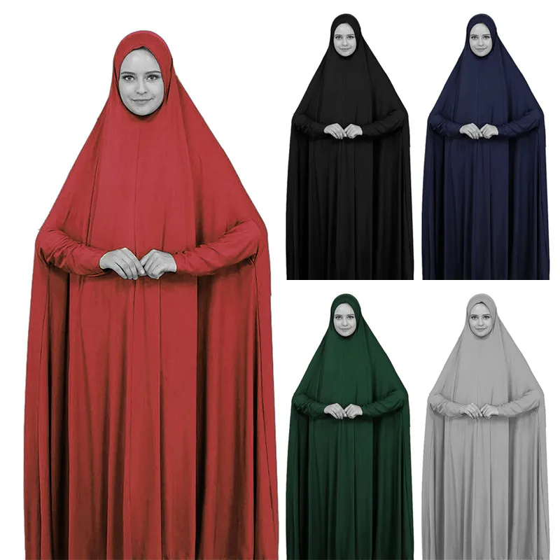 Muslim Prayer Dress For Women Ramadan Girls Abaya Hijab Islamic Legitimate Dress Jilbab One Piece Bat Sleeves Burka Robes