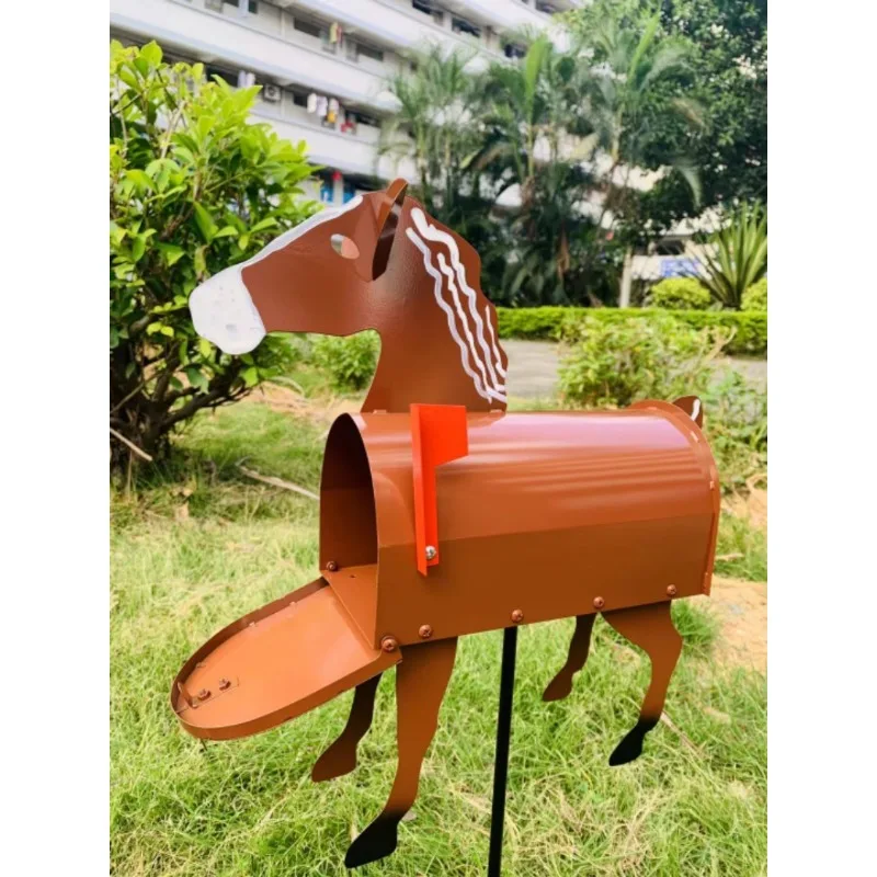 Unique Horse Mail Box Racecourse Enthusiast Chicken,dog,milk,cow,pig, Iron Art Mailbox, Garden Decoration Gift Courtyard Outdoor