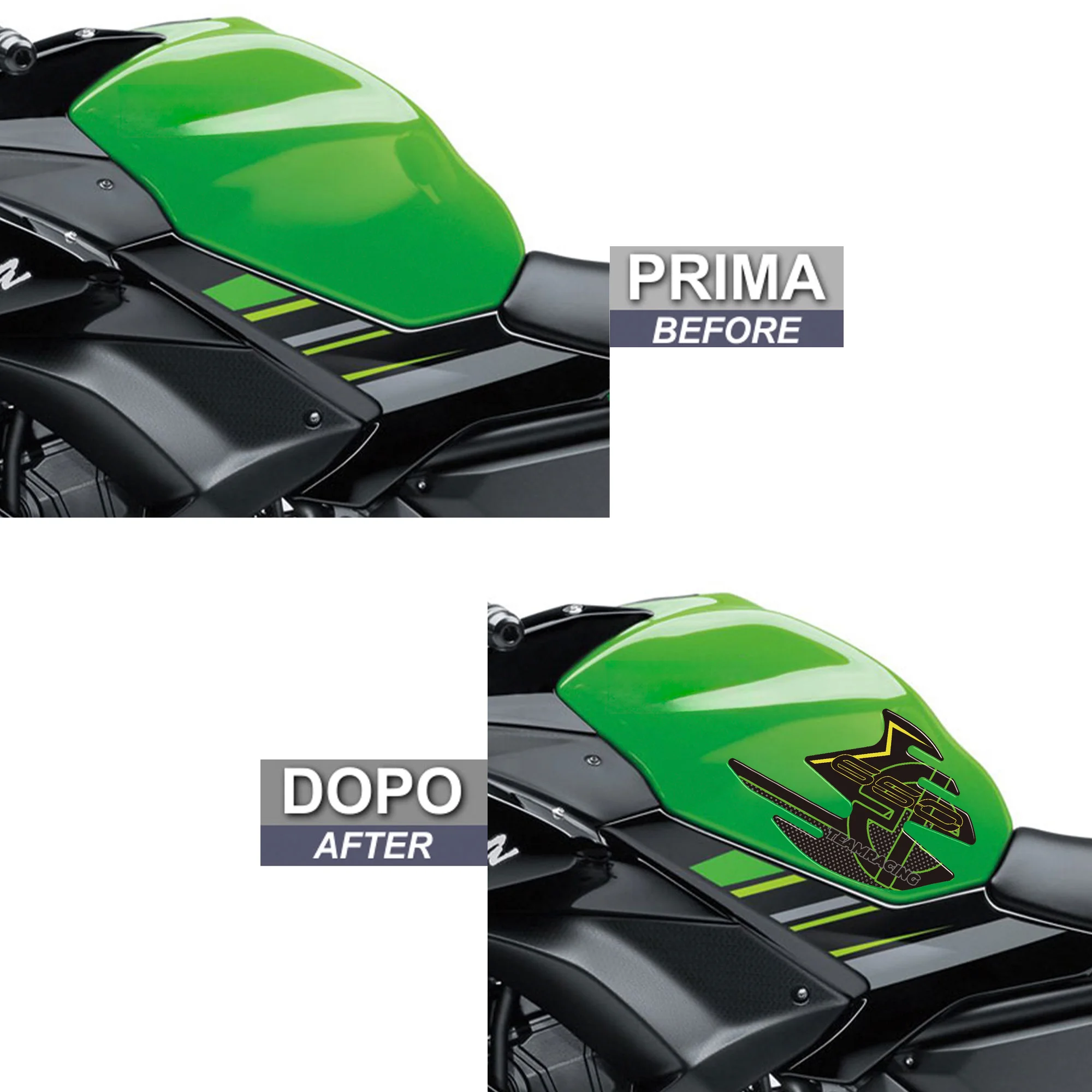 3D Tank Pad Stickers Motorcycle Tank Decorations and Protections Compatible with Kawasaki Ninja 650