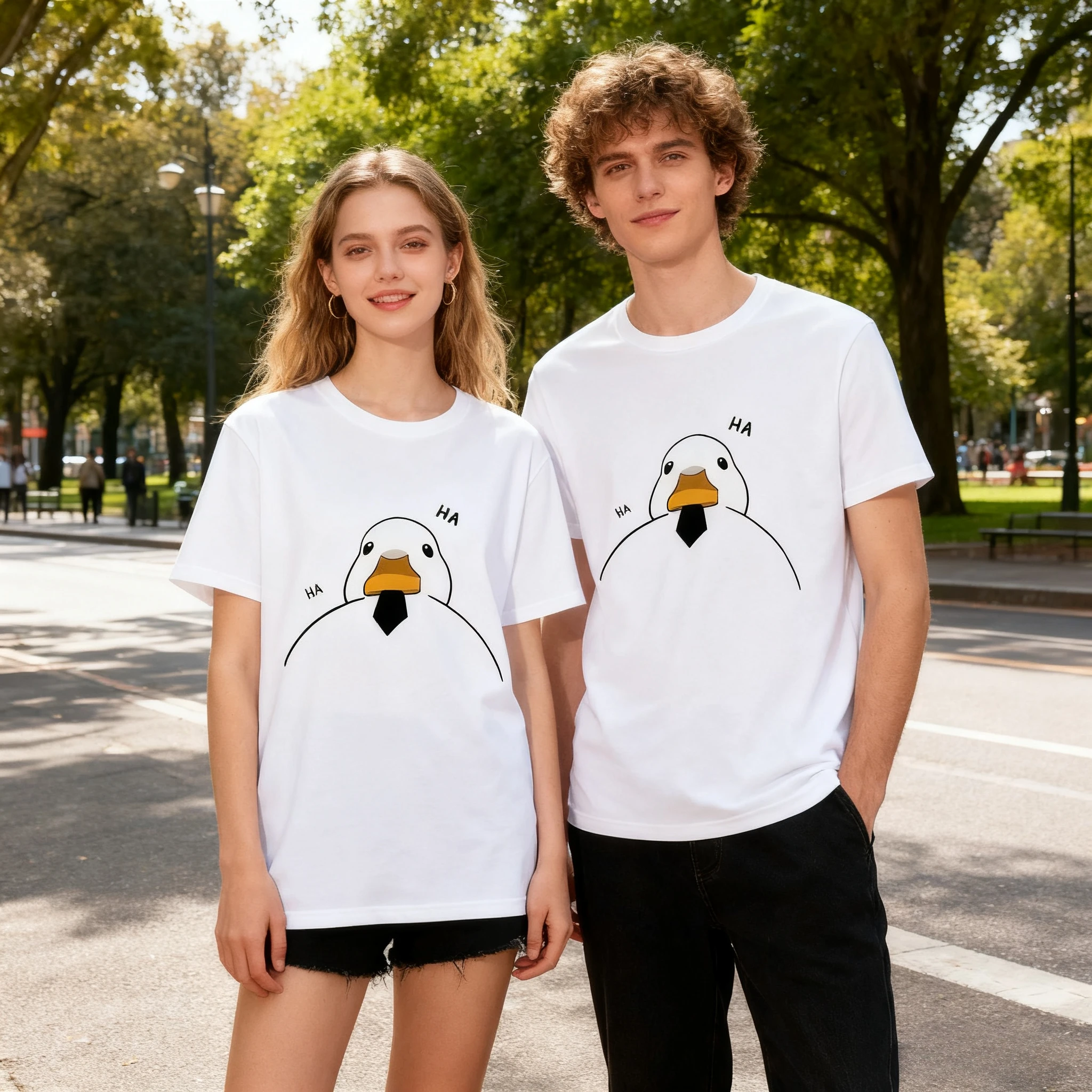 

Call duck Cute Fashion Creative Design Cotton Short Sleeve T-shirt All Season Y2k Trend Style Simple Casual Loose Tops