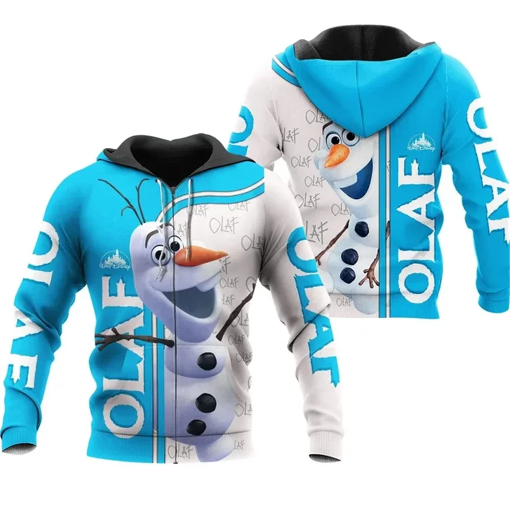 New Spring and Autumn Disney Frozen Olaf Children's 3D Printed Hoodies Men's and Women's Casual Sweatshirts Zip-up Jackets Haraj