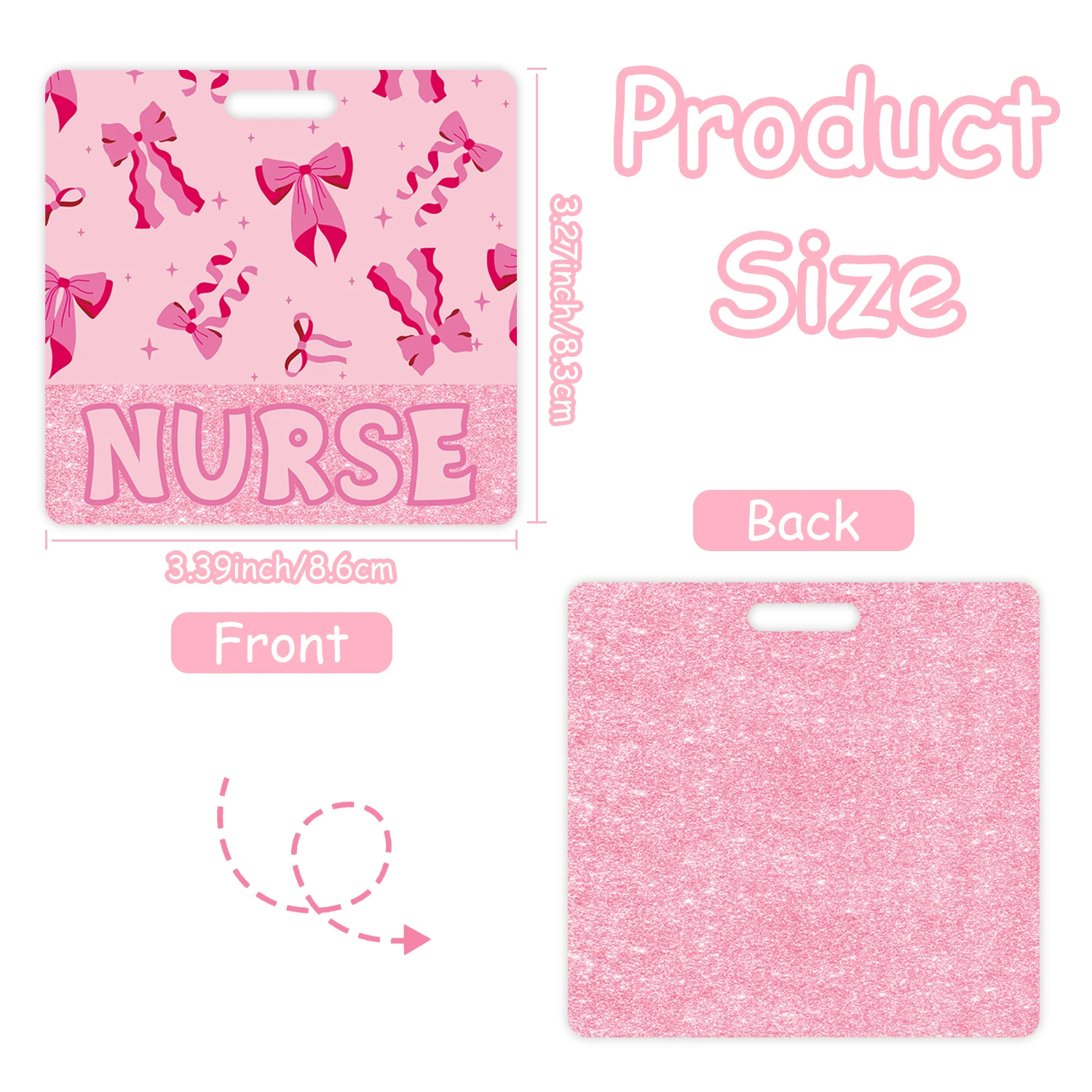 Pink Bows Nurse Badge Buddy Card Holder for Her Women, Horizontal ID Name Identification Tags Nurse 2025 Graduation Gifts