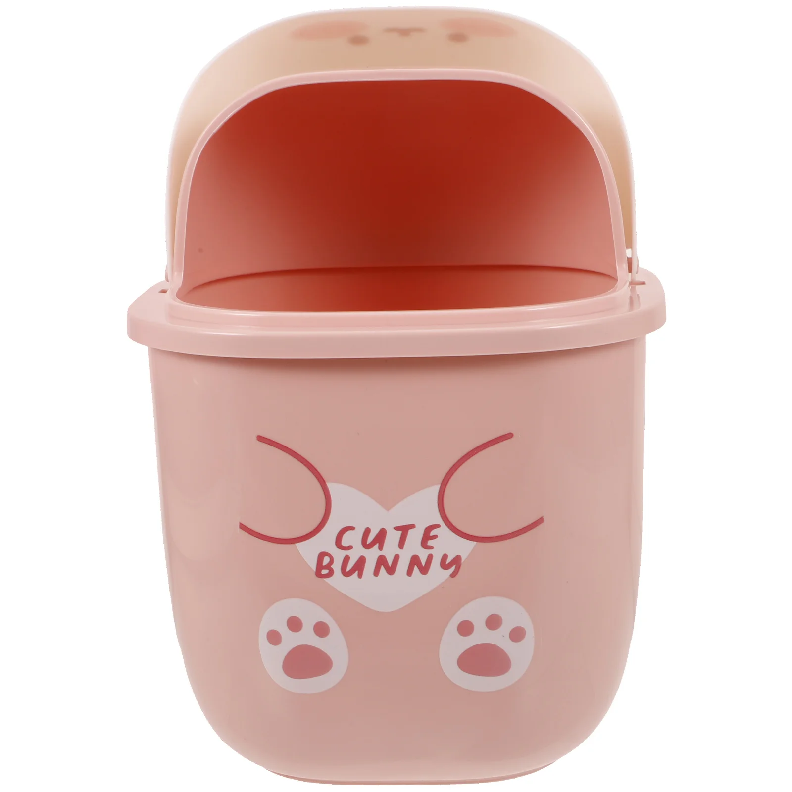 1 Mini Desktop Trash Can Cartoon Rabbit Plastic Trash bin Toilet Paper Bin Tabletop Garbage Bin With Lid Countertop Waste Bucket