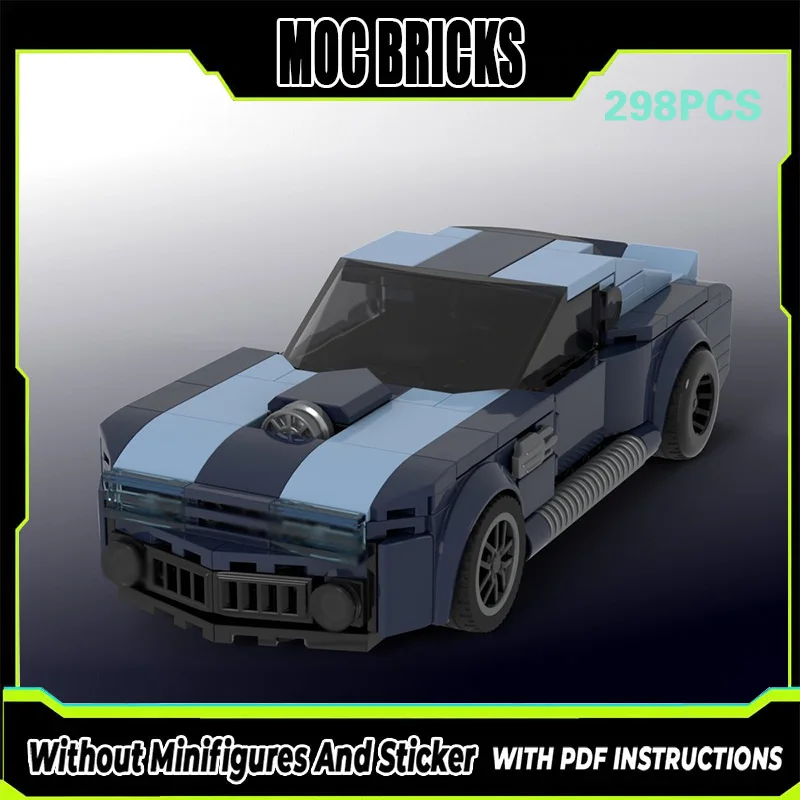 

Speed Racing Car Model MOC Building Bricks Blue Muscle Car Modular Technology Gifts Holiday Assemble Children Toys Suit