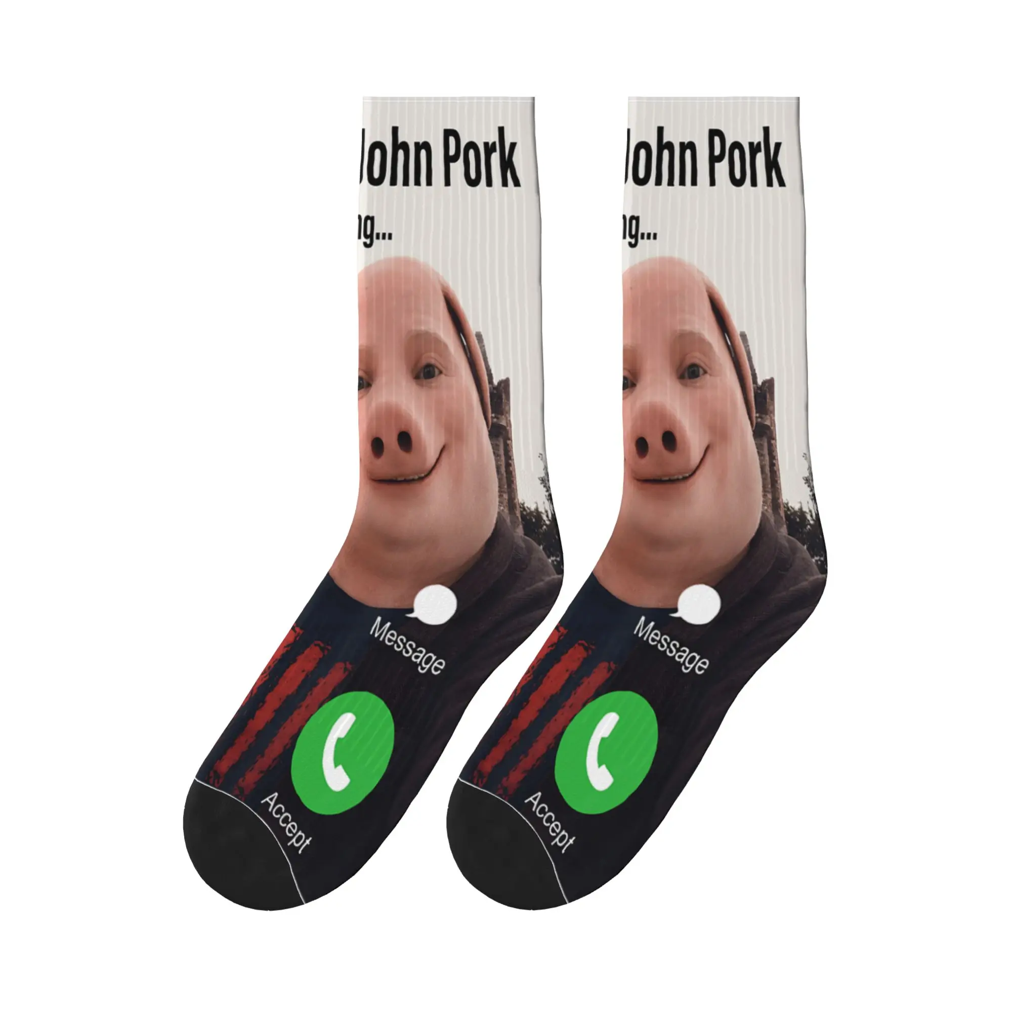 Tung Tung Tung Sahur Triple and John Pork Calling Brianrot Socks Winter Stockings Leisure Men Socks Graphic Skateboard Socks