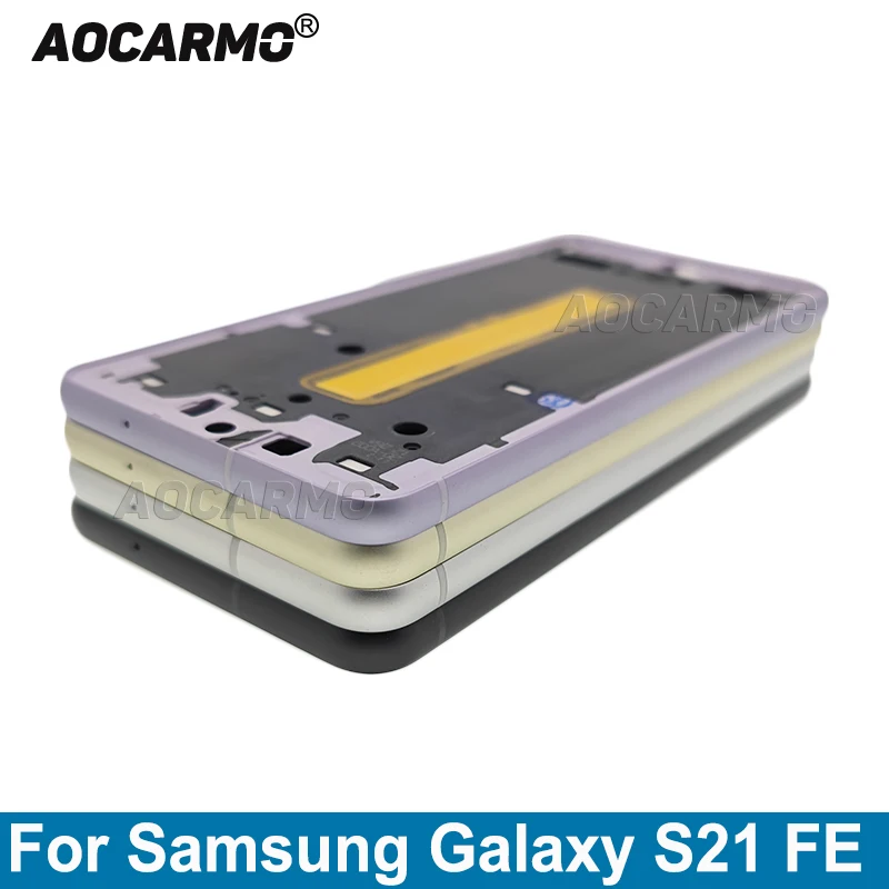 Aocarmo For Samsung Galaxy S21 FE s21fe Middle Frame Bracket Bezel With Side Keys Buttoms Replacement Part