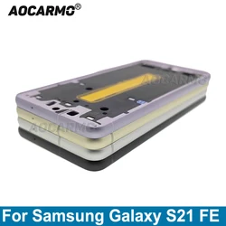 Aocarmo For Samsung Galaxy S21 FE s21fe Middle Frame Bracket Bezel With Side Keys Buttoms Replacement Part