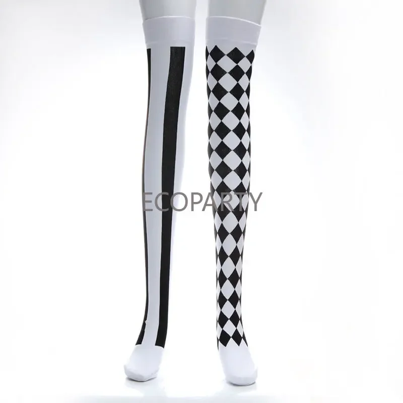 Adult Child Women Girls Halloween Costumes Cosplay Accessories Stockings Socks Black White Stripe Clown Nun Bat Print socks