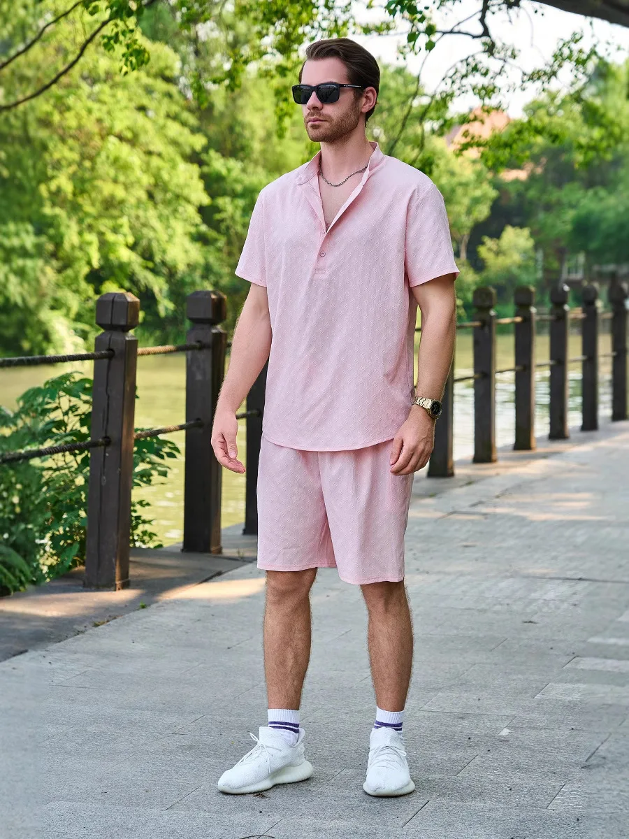 

Youth Mandarin Collar Polo Shirt & Shorts 2-Piece Set Casual Summer Outfit