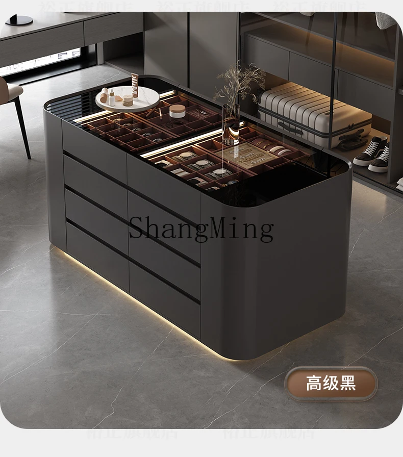 

CLhousehold floor jewelry display cabinet simple modern cloakroom island cabinet drawer storage cabinet solid wood paint