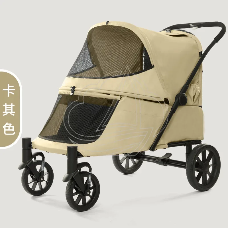 Large Pet Stroller with Climbing Wheels, Smooth Rolling Carrier Cart for Medium & Large Dogs Outdoor Travel