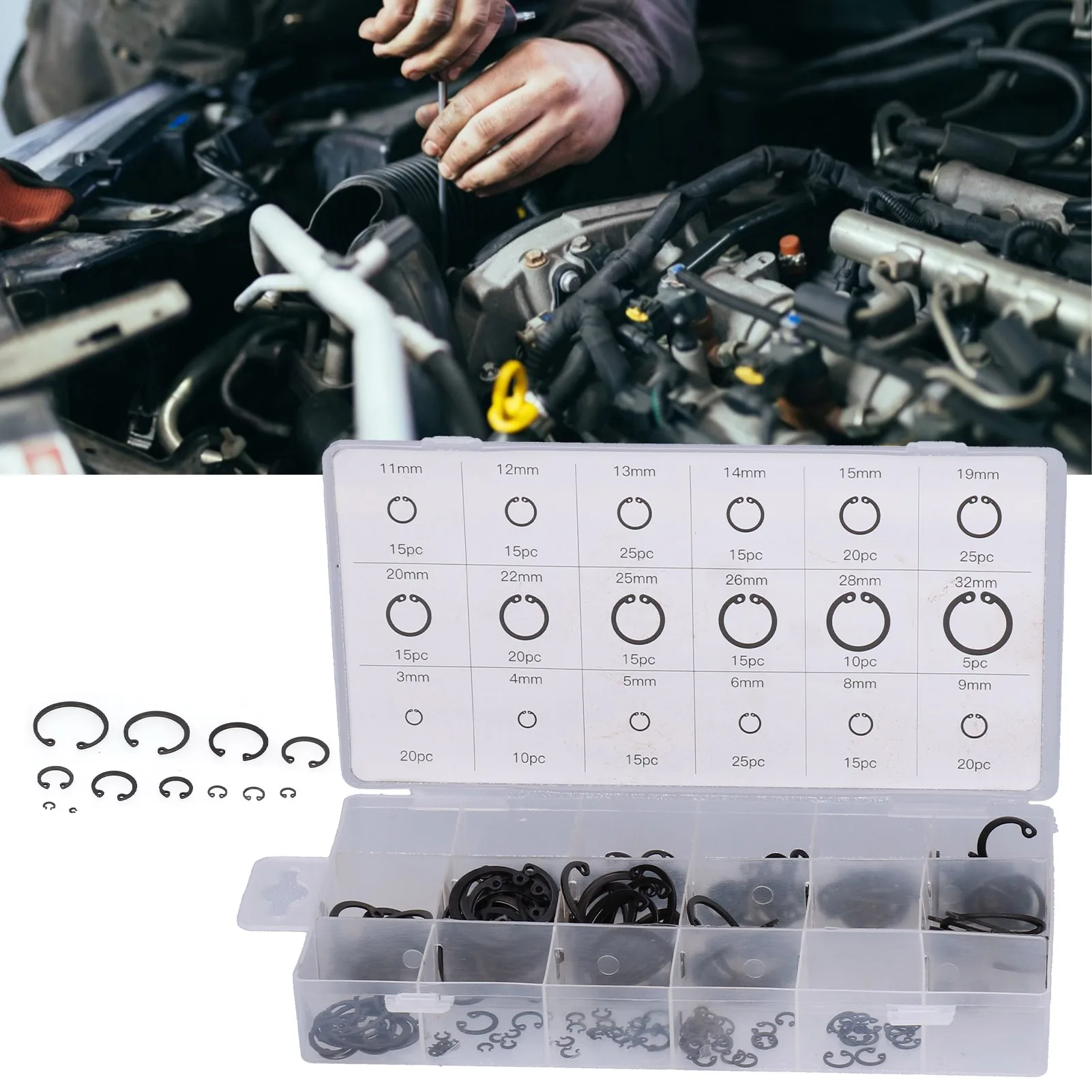 

300 шт. набор стопорных колец из легированной стали, универсальный инструмент для ремонта для магазина дома