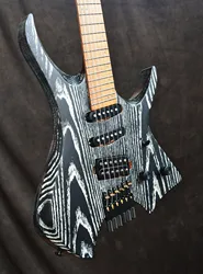 2022 NK Fanned frets 6 Strings Headless Electric Guitar Black&White color  Roasted wenge Neck SSH pickups