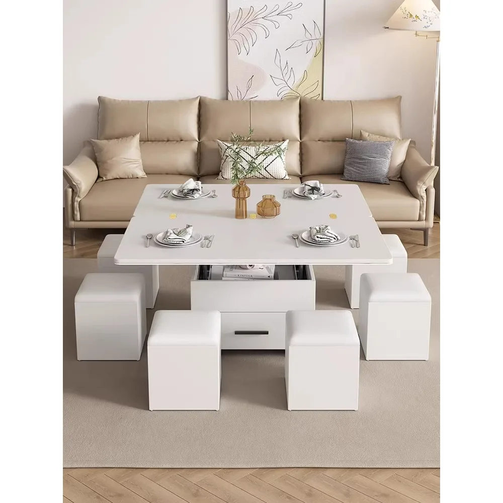 

Lift coffee table, movable dining table, dual-purpose living room, tea table and chair combination, multi-functional small unit,