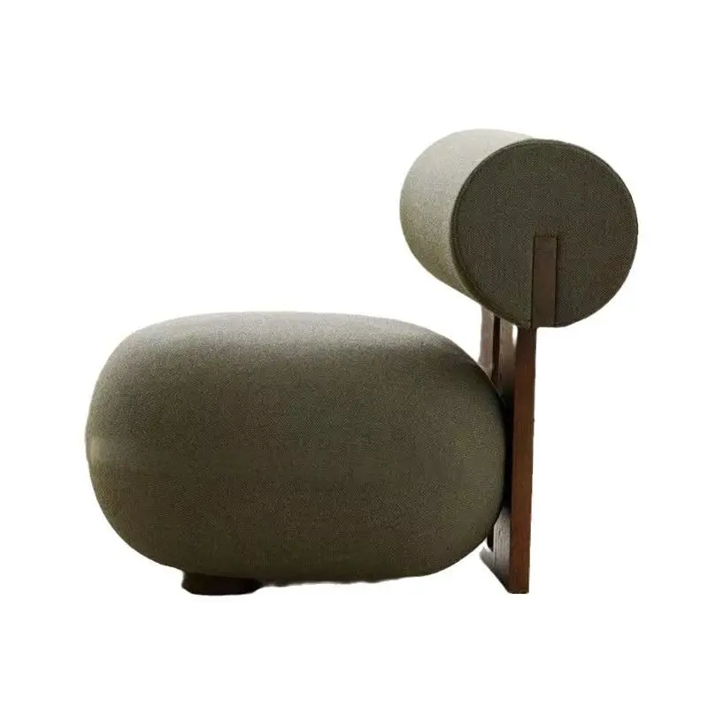 Cream wind single sofa chair fabric balcony leisure chair negotiation area movable solid wood