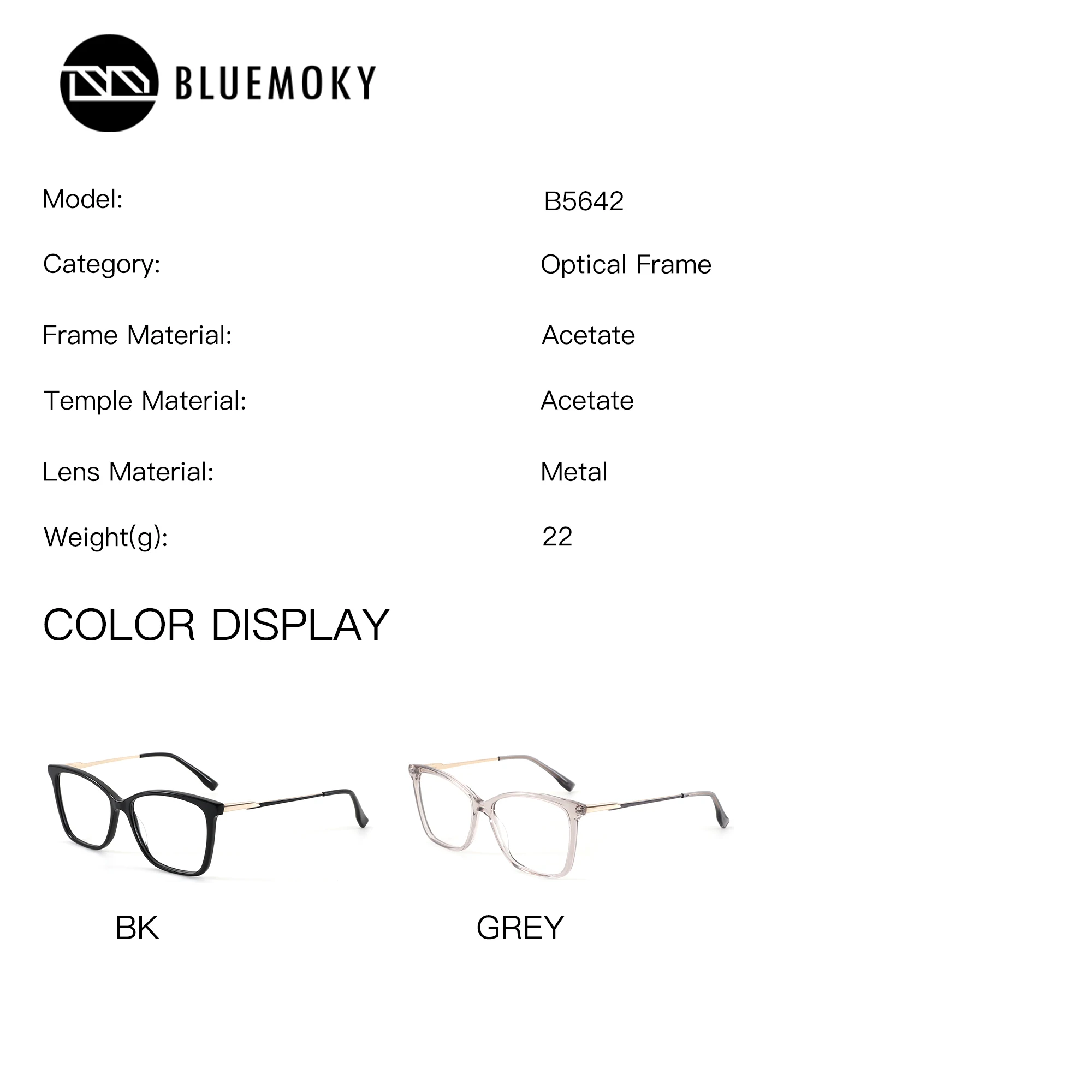 BLUEMOKY Modish Rectangle Acetate Prescription Eyeglasses For Women Photochromic Custom Optical Lenses Blue Light Myopia Eyewear