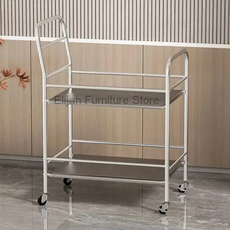 Steel Kitchen Professional Trolley Aesthetic Stainless Storage Workshop Tool Cart Bathroom Shelf Service Salon Furniture