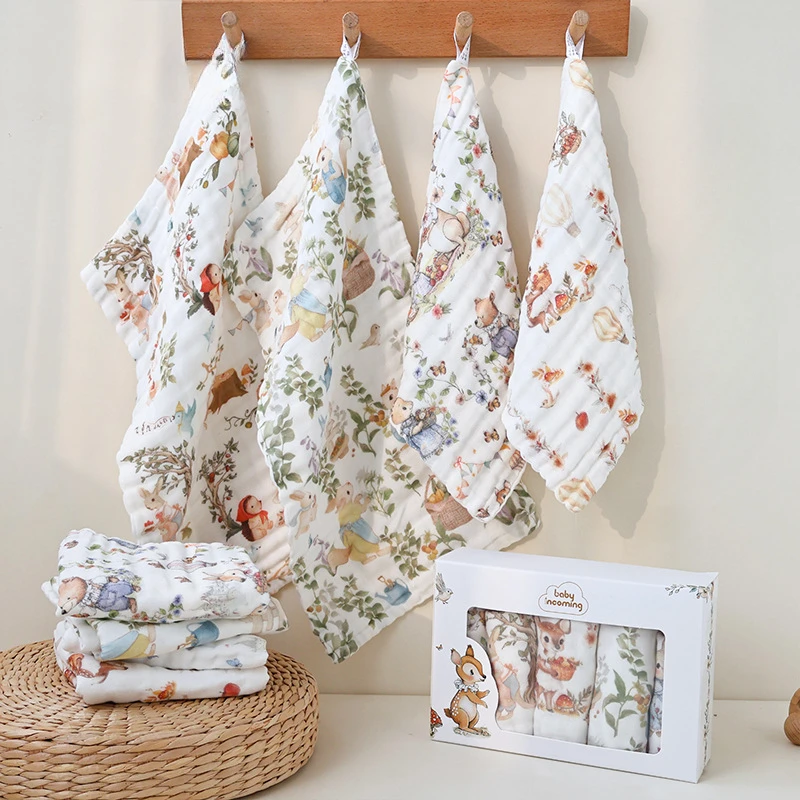 3pc/5pcs Cotton Baby Towel Guaze Burp Cloths for Newborn Babies Accessories Face Towel Muslin Squares Baby Shower Gift