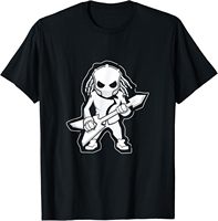 Predator Alien Rocker Playing Guitar Graphic Print Men's Casual Cotton T-Shirt