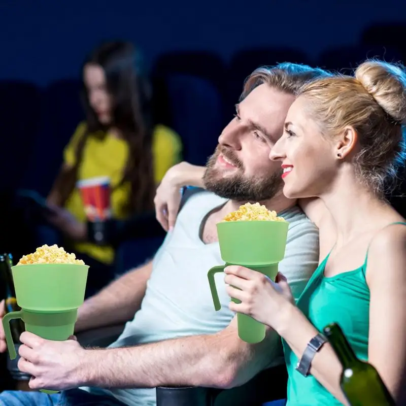 Popcorn Bowl With Drink Cup For Movie Traveling Reusable Portable Stadium Tum.bler Light Weight Heatproof Stadium Accessories