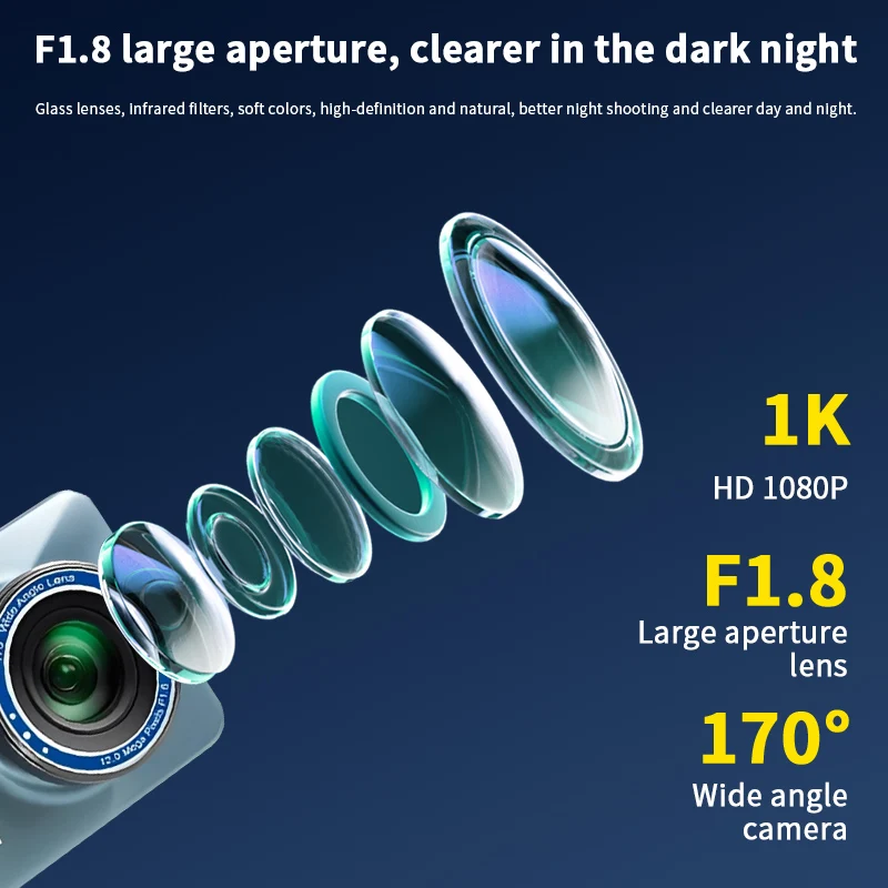 HD 1080P 4-inch Car Vehicle DVR Aluminum Alloy Material 1080P Front Rear Camera Night Vision Loop Recording  Parking guide lines