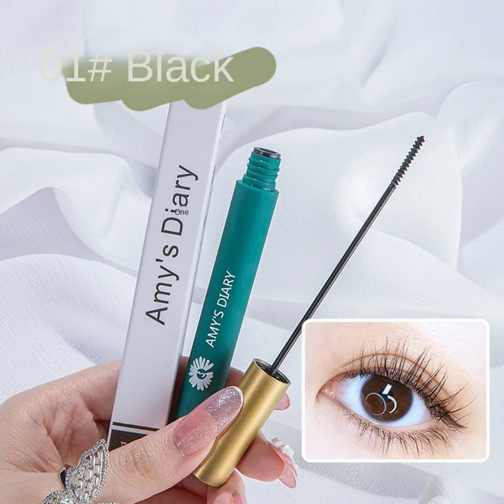 Rímel ultrafino com cabeça de escova pequena, à prova d'água, cílios finos, preto, maquiagem profissional natural