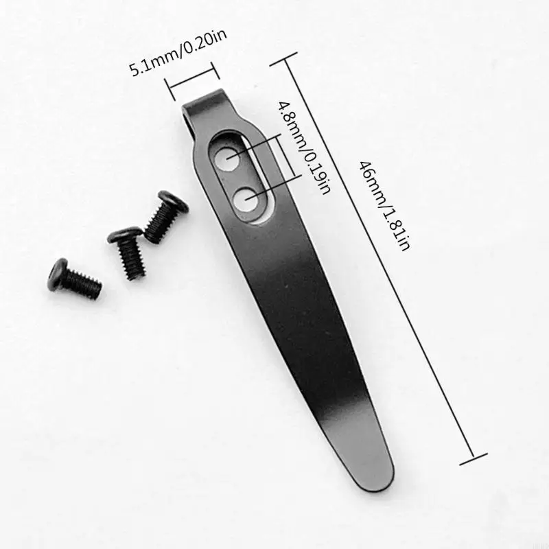 652F 1Set DIY Folding  Clip 420 Stainless Steel Pocket Clips Back Clamps For Folding  Pocket Clip With Screw