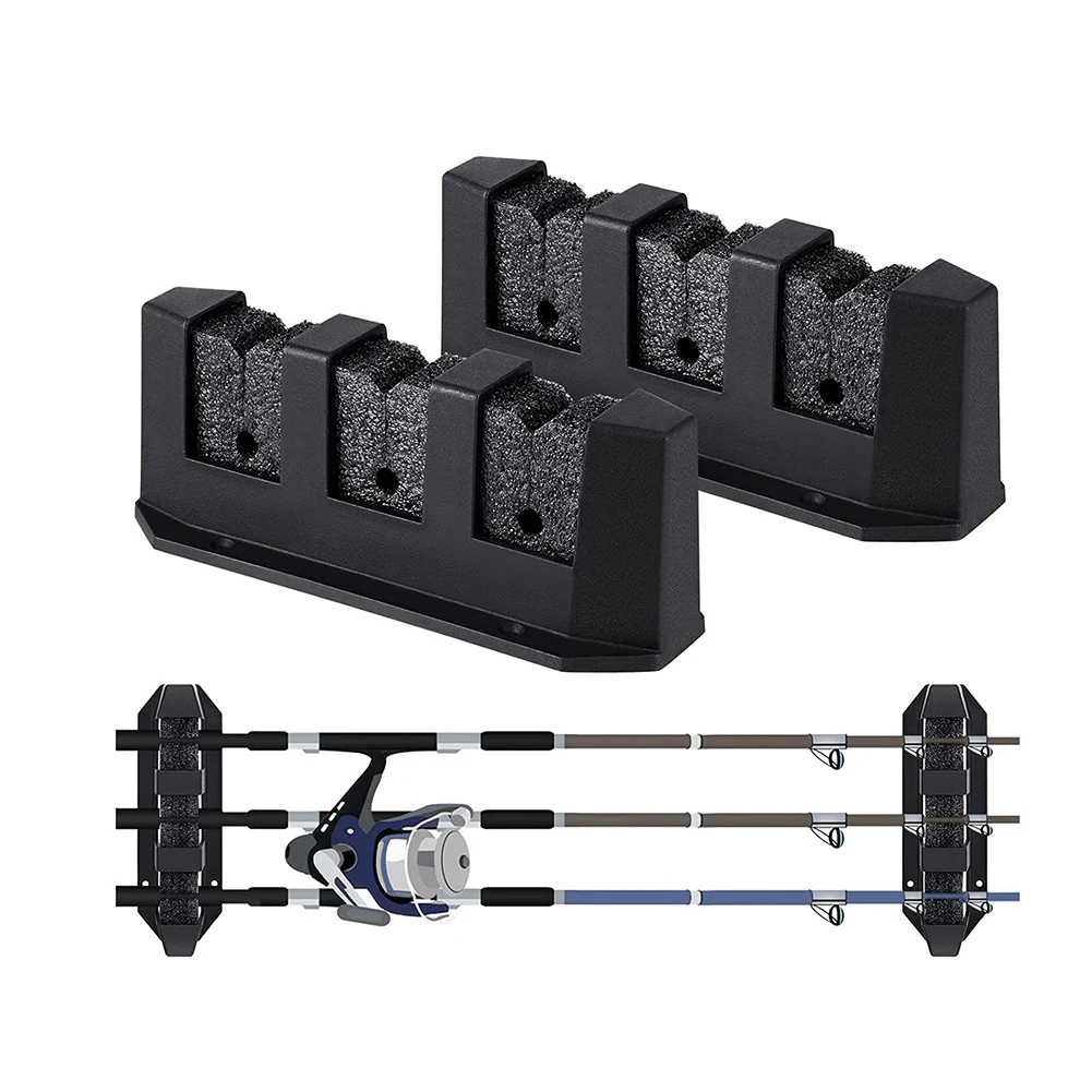 

Fishing Rod Holder 1 Pair Wall Mount Fishing Rod Rack Black Horizontal Rod Holder 7.8 Inch Garage Fishing Pole Holder