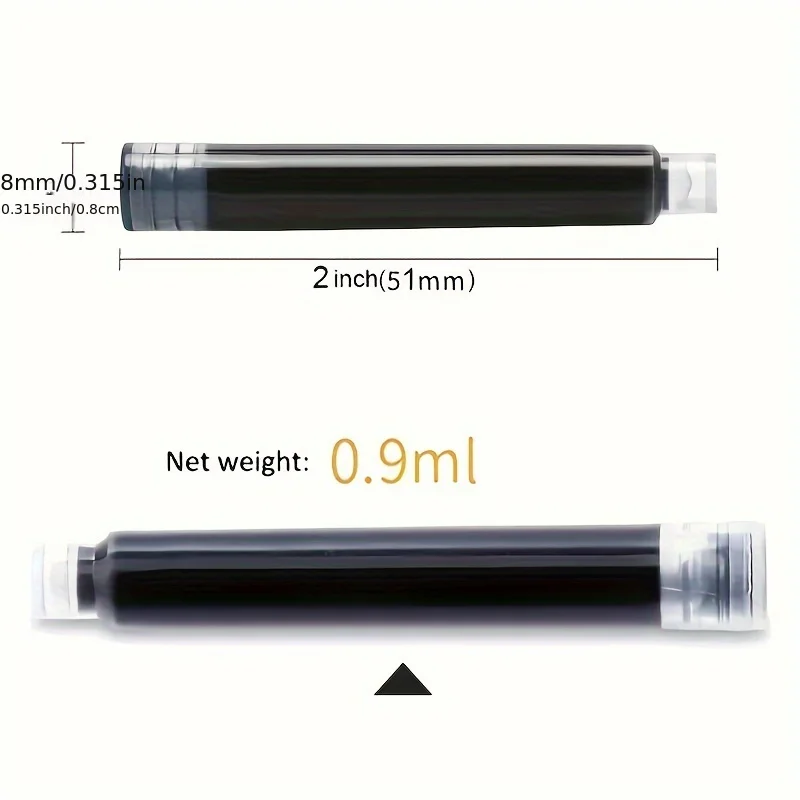 30pcs 3.4mm Fountain Pen Ink Cartridges-Assorted Colors (Red,Black,Blue)-Premium Universal Refill Tubes for School & Office Use