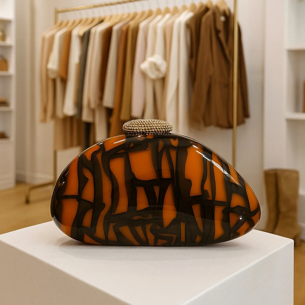 

2026 Women's Shell Acrylic Handbag Niche Adult Girls Wedding Banquet Bag New Wedding Party Acrylic Leopard Pattern Shoulder Bag