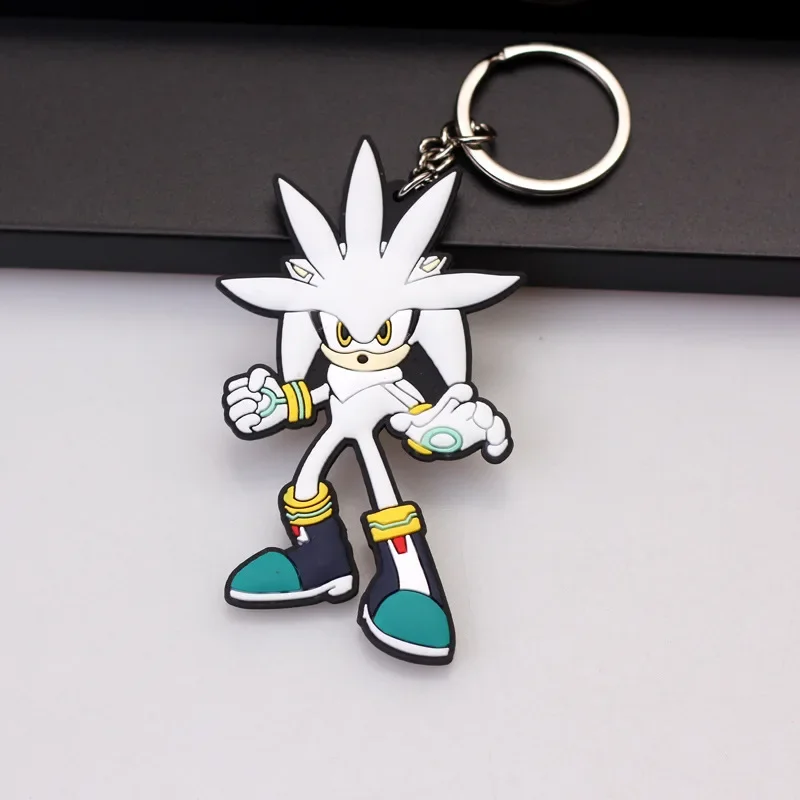 Sonic Anime Silicone Keychain Kawaii Cartoon Figure Amy Rose Team Dark Doll Key Chain Keyring Key Charms Kids Birthday Toys Gift