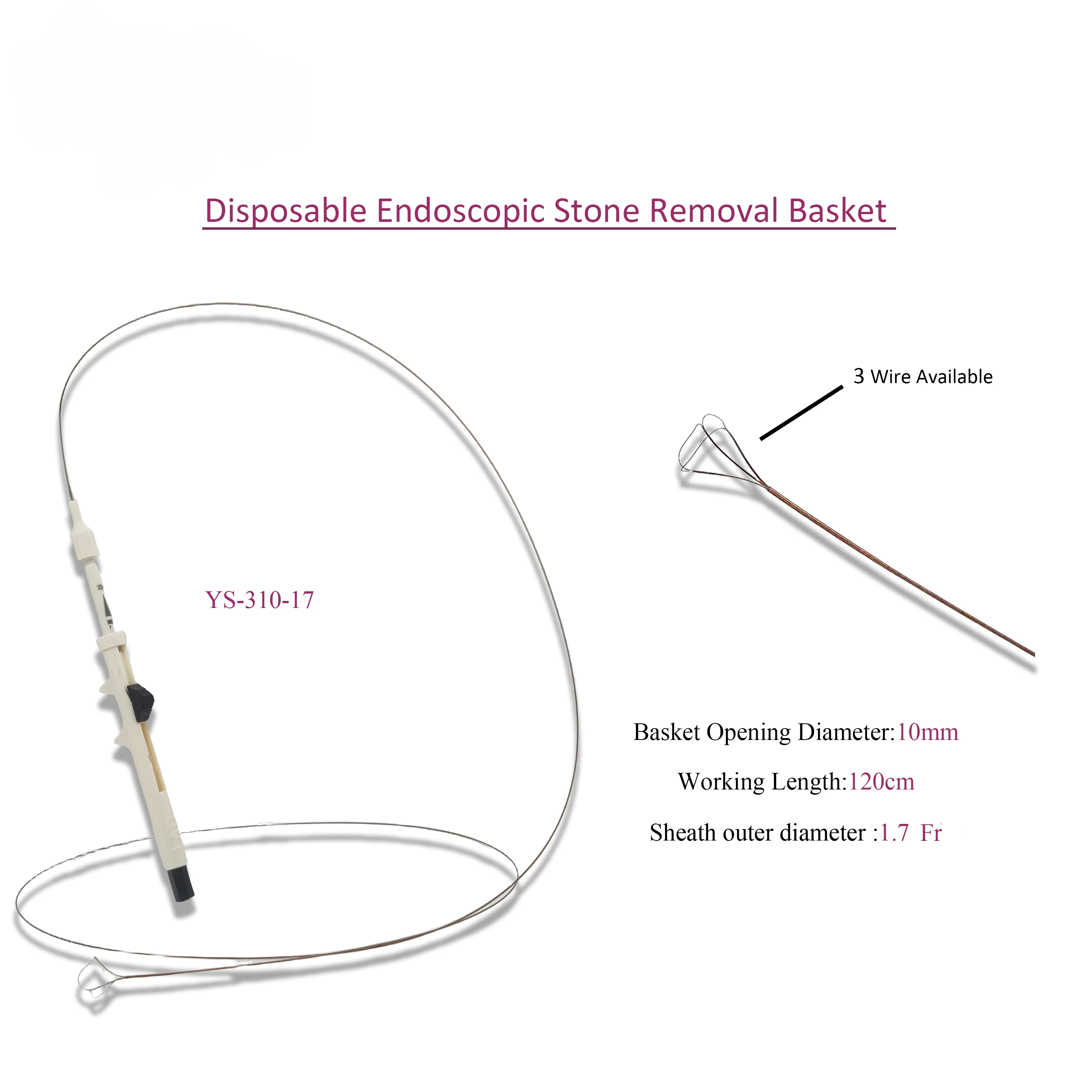 High Quality Disposable Medical Endoscopic Choledochoscope Ureteroscopy Stone Extraction Basket  for Gallstone Stone Removal