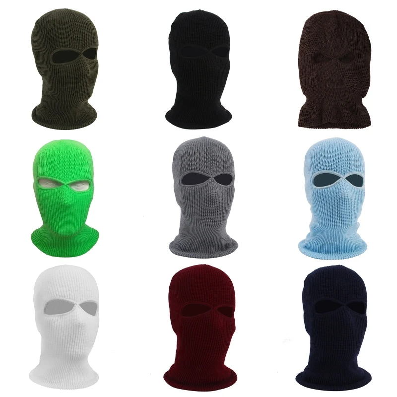 2-Hole Knitted Full Face Cover Hat Balaclava Hood Ski Cycling Winter Warm Mask Drop Shipping