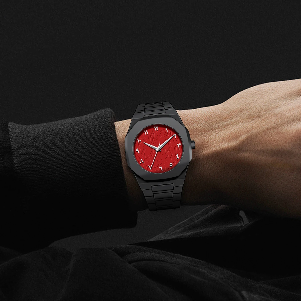 Men's Quartz Watch Arabic Numeral Plastic 3ATM Waterproof Watch Red Dial Watch Men's Watch Middle East Hot Seller
