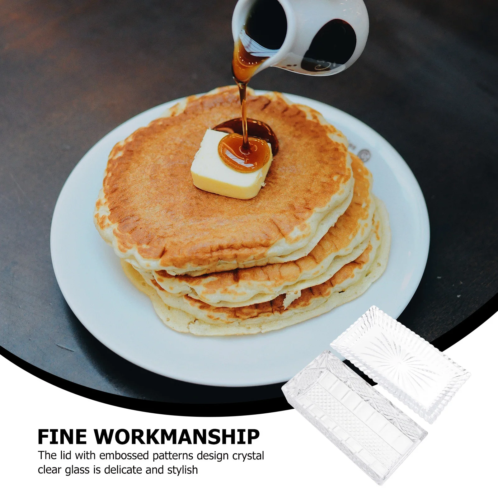 

1Pcs Rectangular Glass Butter Dish Lid Home Flatware Storage Box Food Container Premium Material Stylish Butter Plate