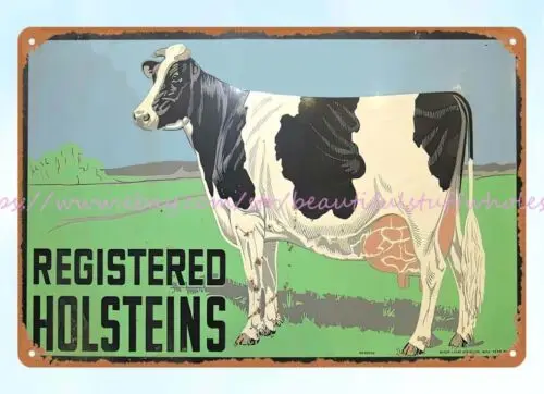 decor shop Registered Holsteins cow cattle dairy livestock farm metal tin sign