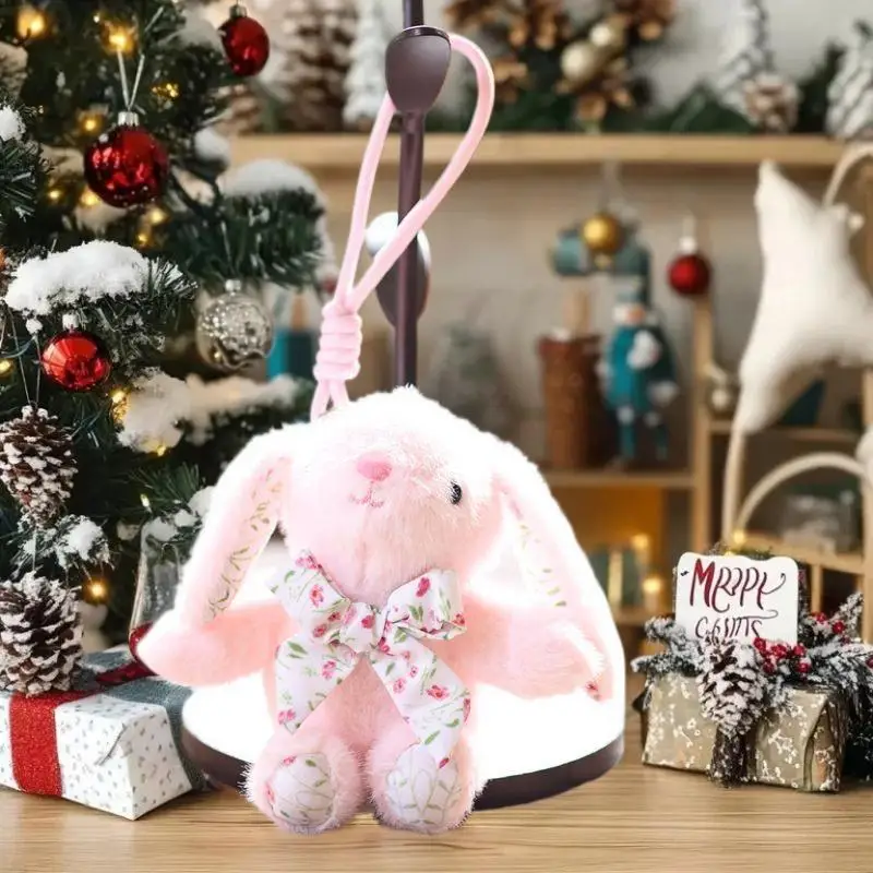 Toy Plush Cartoon Rabbit with Lop Ears, Cute Stuffed Bunny Doll, Adorable Pendant Gift for Backpack